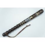 A Great War Stockport Constabulary Special Constable's presentation truncheon, 39 cm