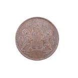 An 1821 St Helena copper half penny coin