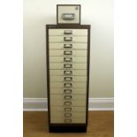 Bisley office steel stationery drawers, 46 cm x 35 cm x 94 cm, together with a Helix card index