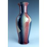 A West German studio pottery red / blue vase, circa 1960s - 1970s, 40 cm