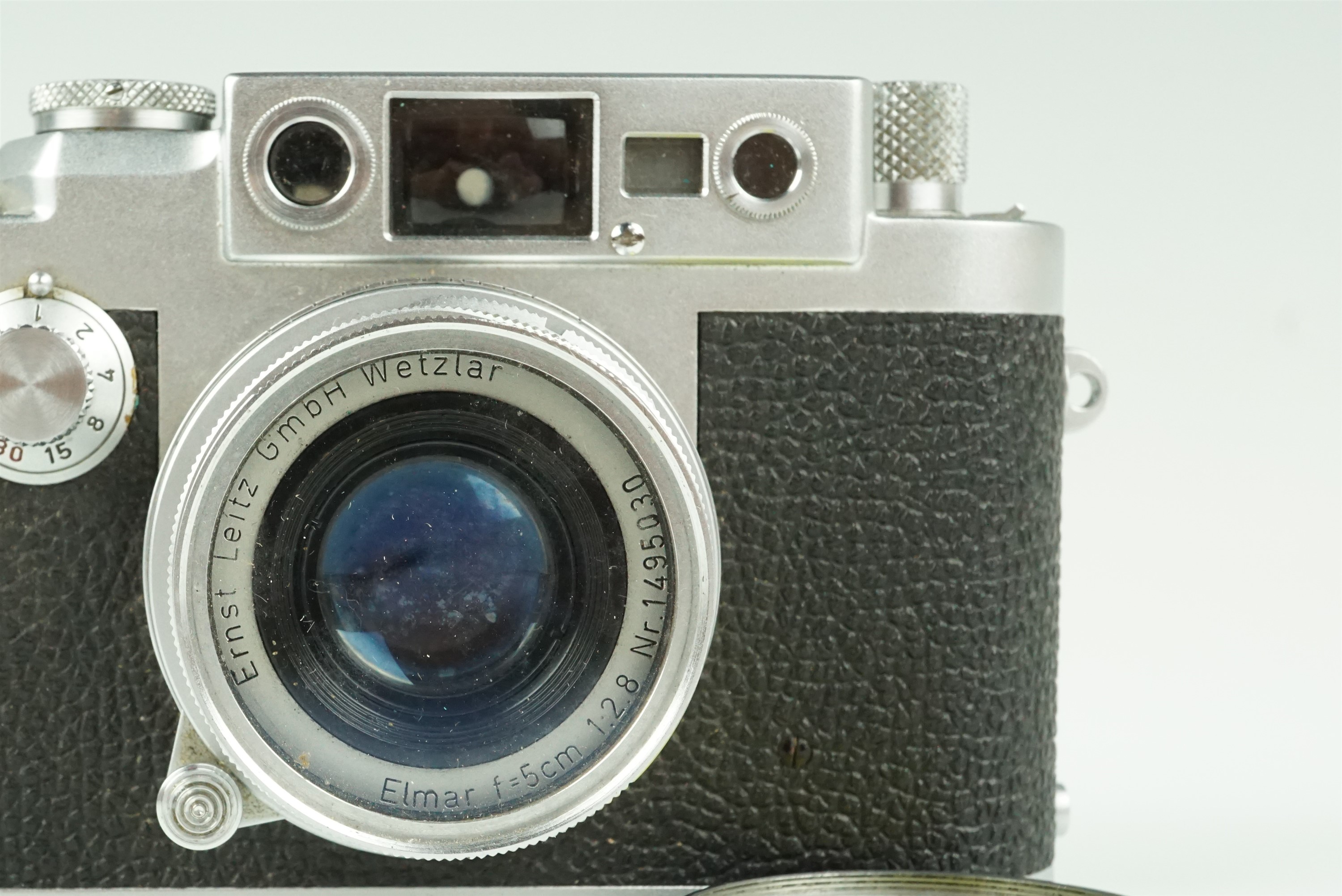 A Leica IIIg Rangefinder 35mm camera, 1957, chrome, with Leitz Elmar f=5cm 1:2.8 50mm lens (serial - Bild 10 aus 14