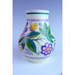 A Poole pottery hand decorated shouldered baluster vase, shape 203, 20 cm, (a/f)