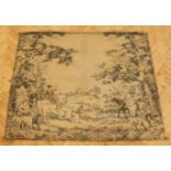 A 1930s woven fabric wall hanging, depicting a Renaissance stag hunting scene, 160 x 1950 cm