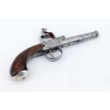 A George III pocket flintlock pistol by Archer of London, having a silver butt cap and escutcheon,