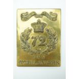 A 72nd Regiment of Foot, the Duke of Albany's Own Highlanders other rank's shoulder belt plate