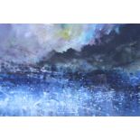 Headland and the seapool 2007, abstract expressionist, vivid, seascape, watercolour on paper, in