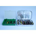 A Wheatley tackle box including spinners etc
