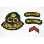 A small group of North Riding of Yorkshire Civil Defence cloth insignia