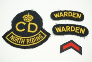 A small group of North Riding of Yorkshire Civil Defence cloth insignia