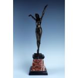 After Demétre Chiparus A reproduction Art Deco bronze sculpture of an exotic dancer, bearing a