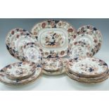 A quantity of early 20th Century Mason's dishes, ashet (a/f)