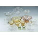 A collection of antique and vintage pressed glass including a Victorian "Compliments of the