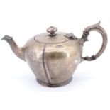 An early Victorian melon form silver teapot, decorated with foliate scrolls, London, 1839, 584 g