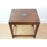 A late 20th Century campaign style brass-mounted mahogany occasional / side table, 60 cm x 46 cm x