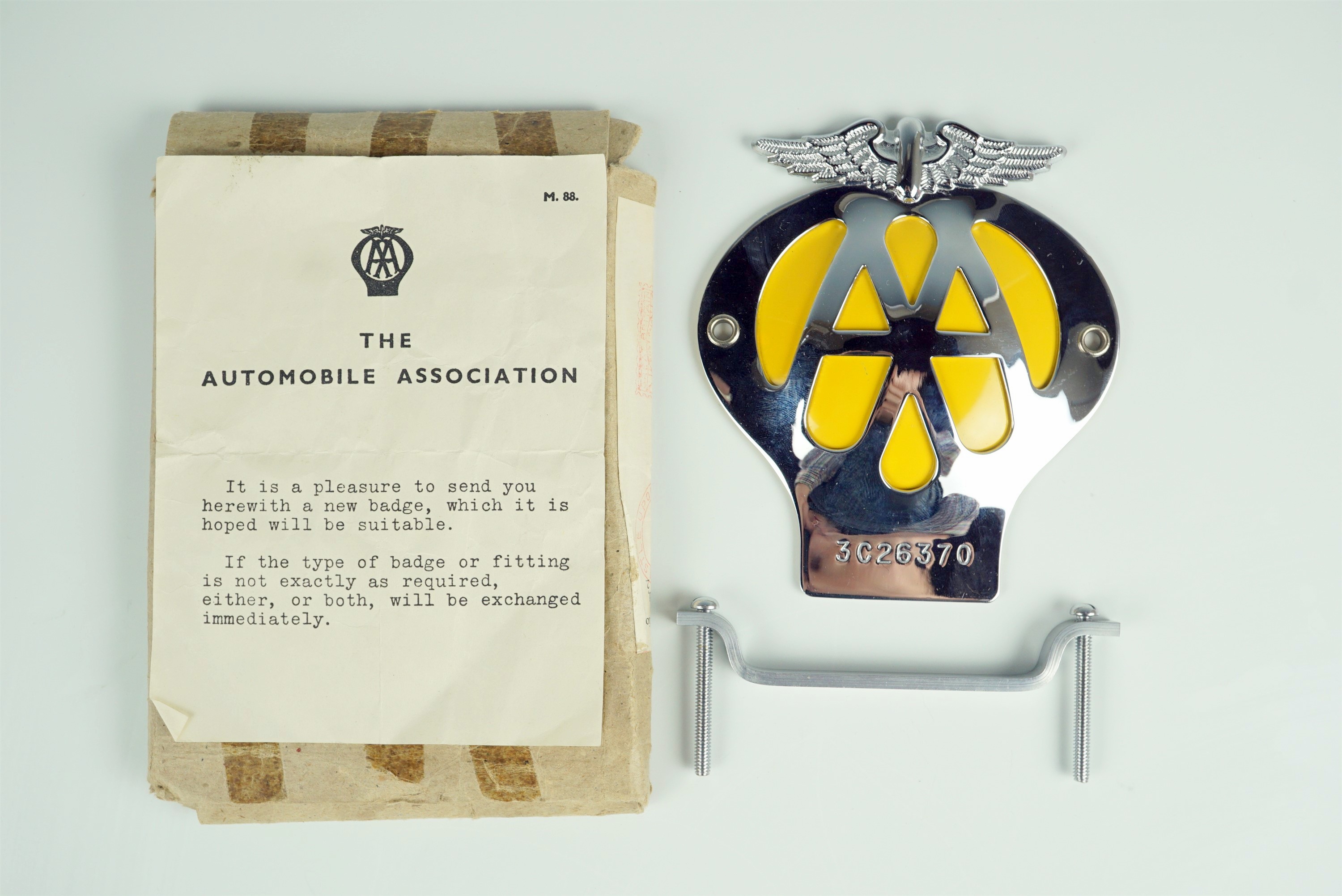 A 1950s AA car badge and mount