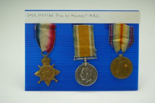 A 1914-15 Star, British War and Victory medals to DM2-097188 Pte W Hamer, ASC