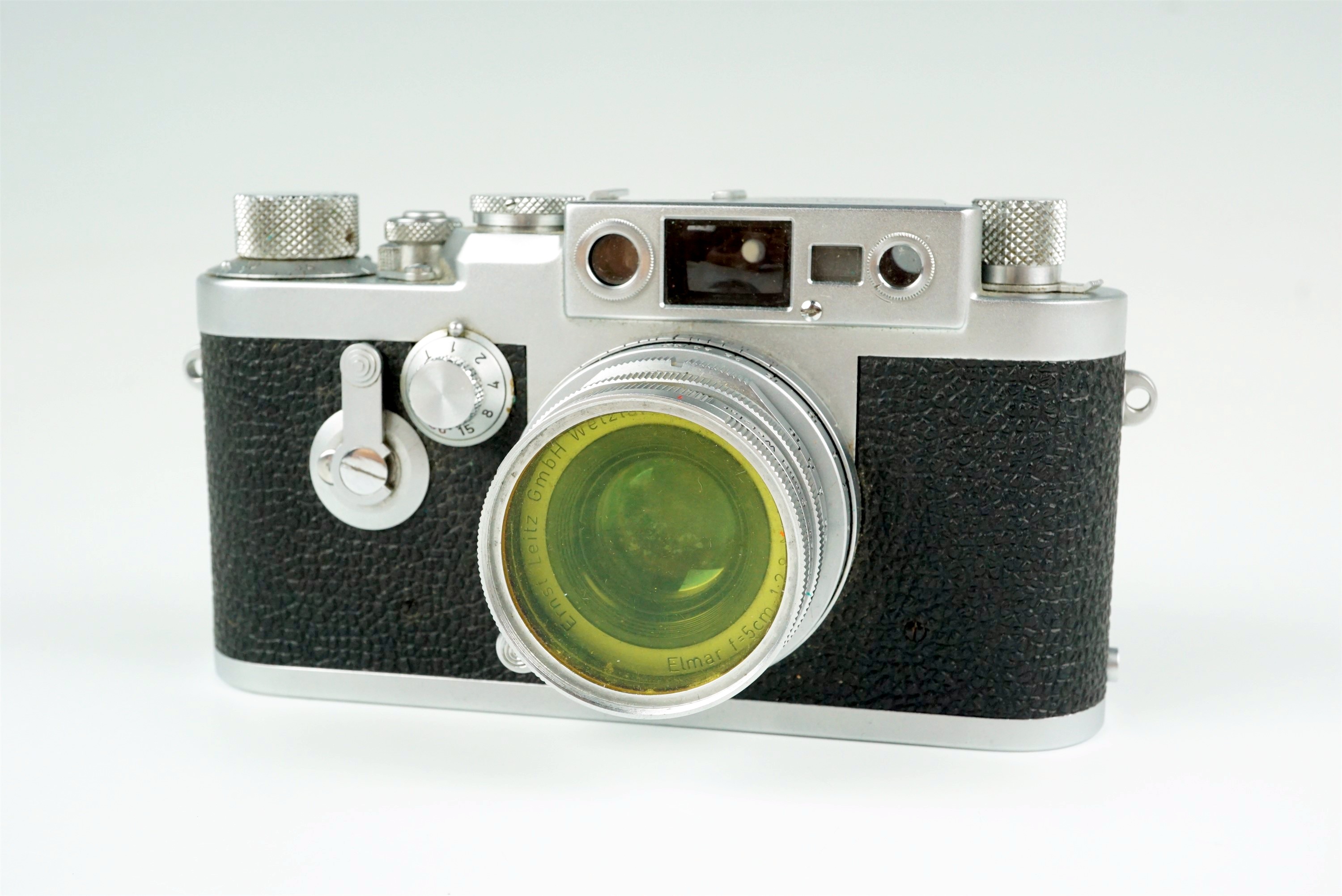 A Leica IIIg Rangefinder 35mm camera, 1957, chrome, with Leitz Elmar f=5cm 1:2.8 50mm lens (serial - Bild 2 aus 14