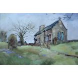 George McVittie (Contemporary, Cumbria) "Grinsdale Church", oil on board, signed and inscribed