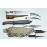 A large Bowie knife and four other knives / daggers, former 40 cm