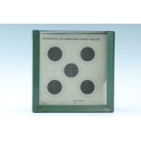 A new-old-stock vintage Bisley air rifle steel target and printed target inserts, 18 cm x 18 cm x