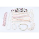 A quantity of late 20th Century pearl necklaces, comprising seven cultured pearl necklaces, a