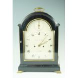 A Regency ebonised bracket clock by James McCabe, fusee movement with a verge escapement, striking