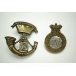 13th Regiment of Foot and 4th (Queen's Own) Hussars glengarry / cap badges