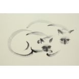 After Meiko (Contemporary Japanese) Four studies of Siamese cats, signed with seal, 45 cm x 35 cm