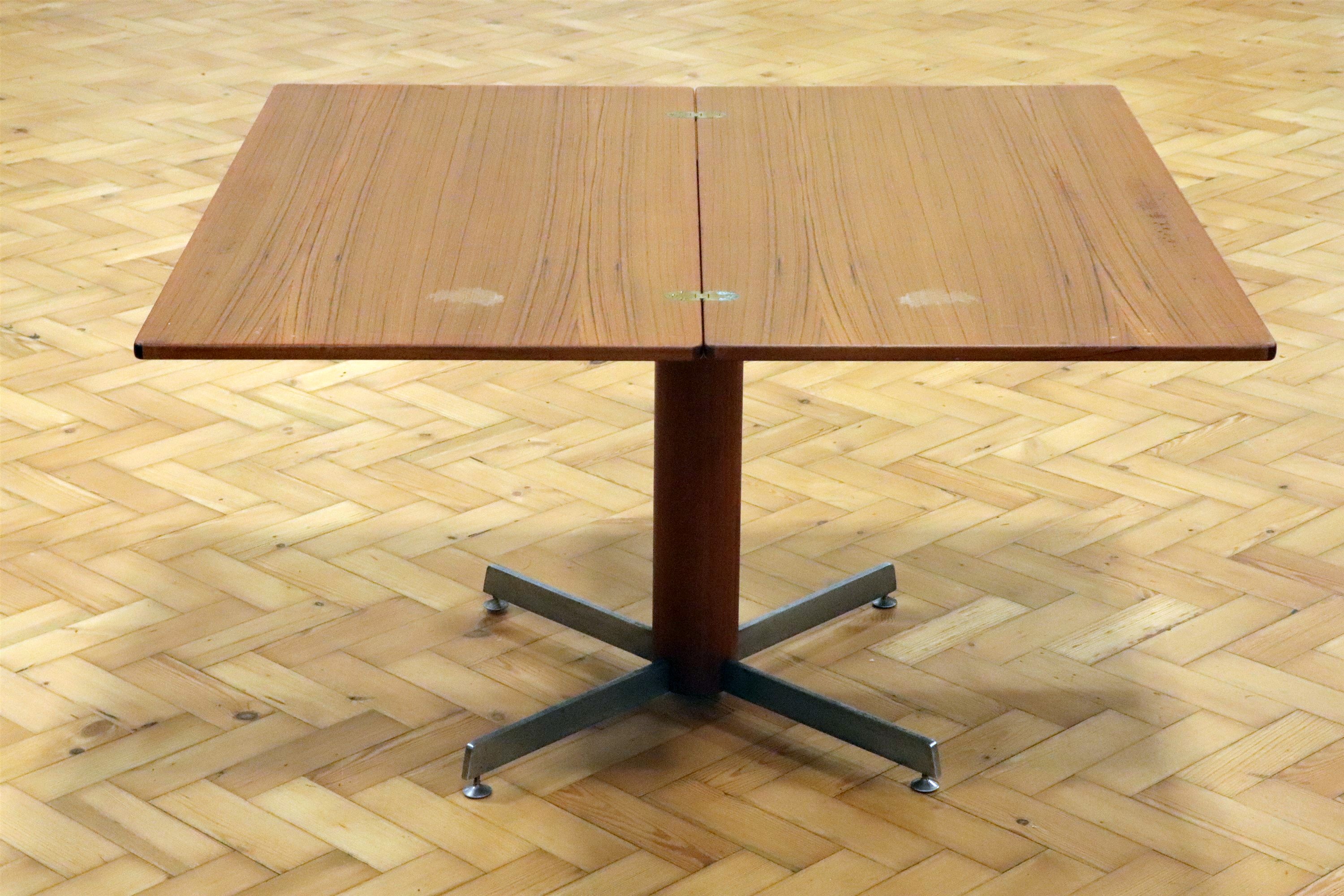 A teak and stainless steel height adjustable turn-over-top dining and coffee table, circa 1960s - Image 2 of 2