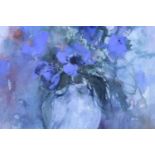 Patricia Sadler (Contemporary, Scottish) "Blue Anemones", acrylic, water colour mixed media,