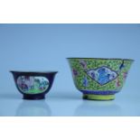 Two Canton / Chinese enamel cups, largest 9 cm diameter