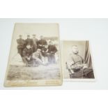 A Victorian carte de visite portrait of an army warrant officer together with a cabinet card study