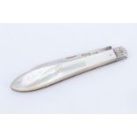 A Victorian folding silver fruit knife, having a mother-of-pearl grip scales, John Yeomans