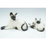 Two Beswick / Royal Doulton Siamese cat figurines, 12 cm
