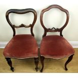 A Victorian rosewood balloon-back dining chair and one other chair