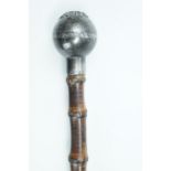 A Highland Light Infantry silver-mounted bamboo swagger stick, London, 1918
