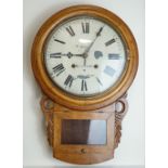 An late 19th / early 20th Century "Ford, Newtown" American drop dial wall clock, 41 x 62 cm, (a/f)