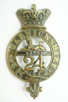 A 24th (2nd Warwickshire) Regiment of Foot glengarry badge, circa 1874-81. [A company of the 2nd