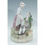 A Meissen flower seller with young lady, 20 cm