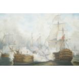 Brian Day after J Nelson A depiction of the battle of Trafalgar, oil on board, signed and dated