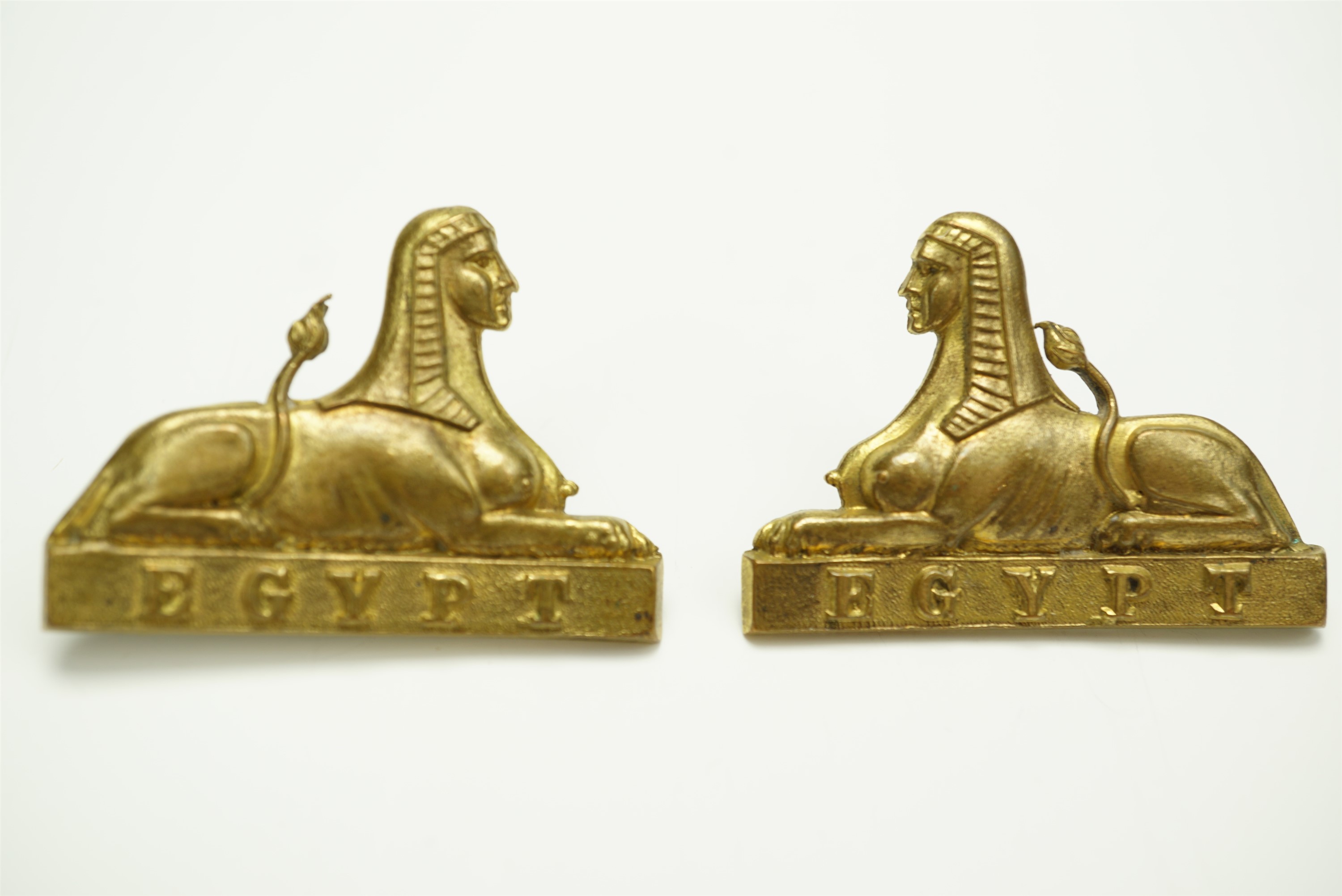 A pair of 24th (2nd Warwickshire) Regiment of Foot collar badges, 32 mm x 24 mm [A company of the