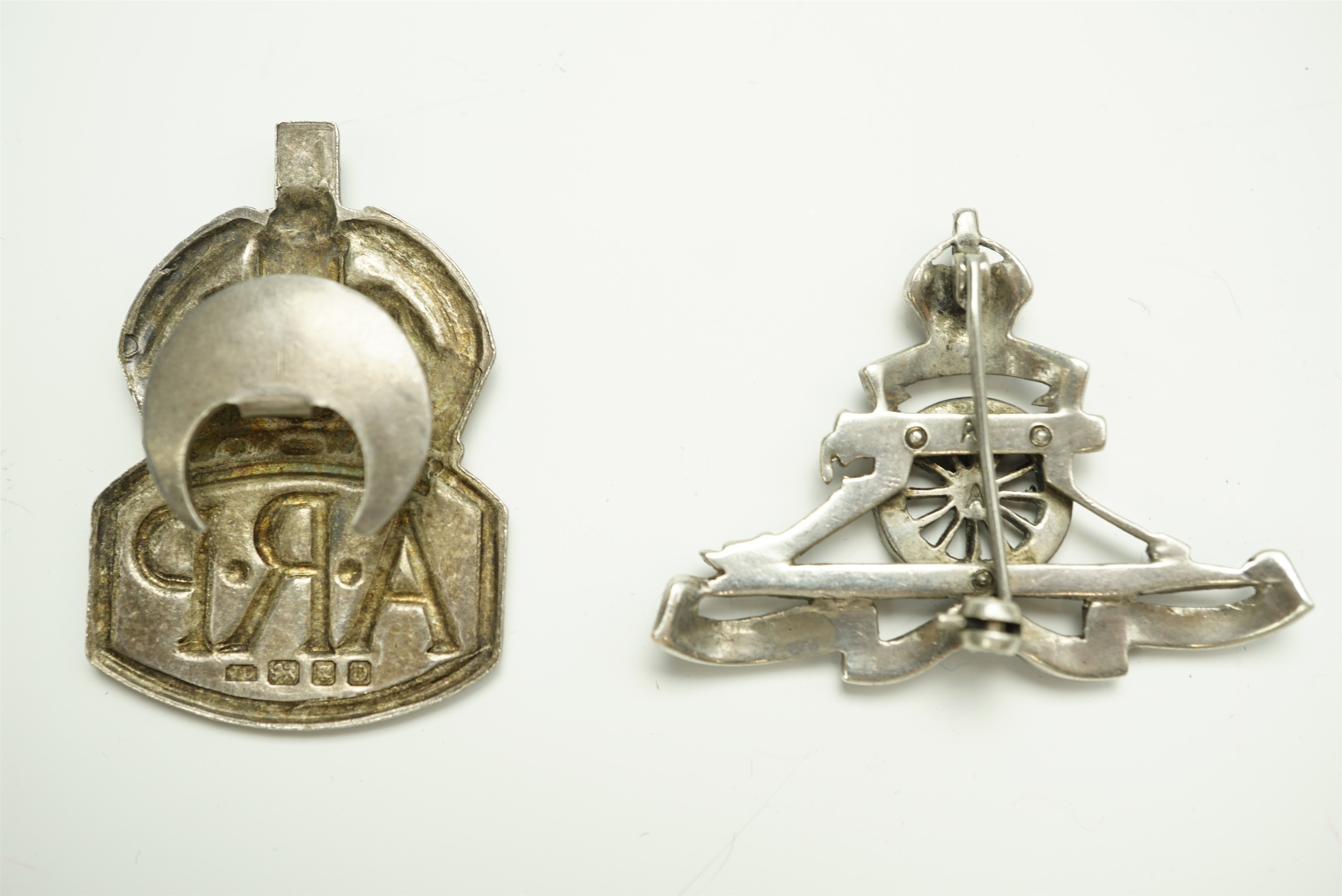 A Royal Artillery enamelled and marcasite-set sweetheart brooch, circa 1940s, together with silver - Image 2 of 2