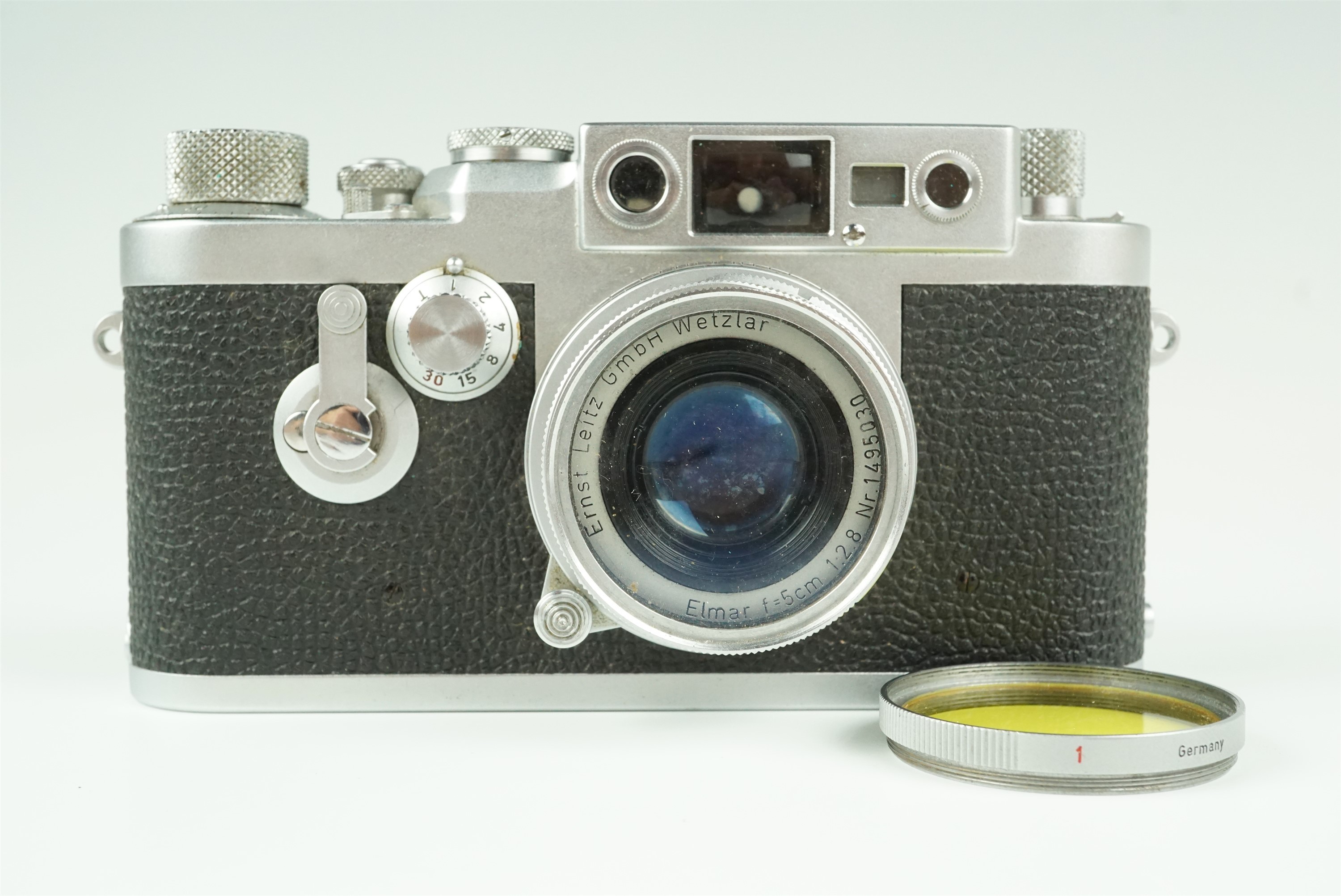 A Leica IIIg Rangefinder 35mm camera, 1957, chrome, with Leitz Elmar f=5cm 1:2.8 50mm lens (serial - Bild 3 aus 14