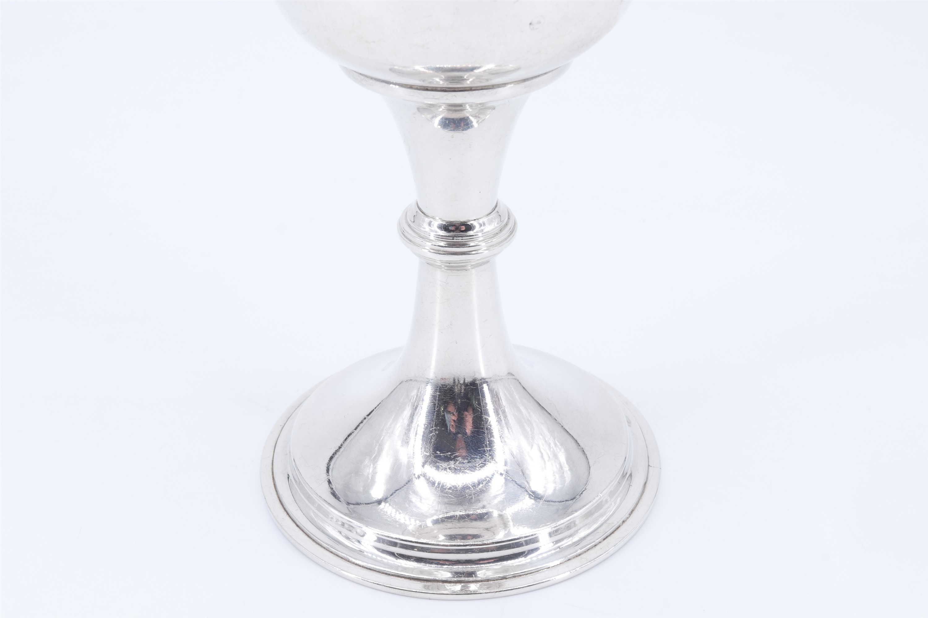 A Victorian influenced silver chalice, of plain form with a flared pedestal base and a central knop, - Image 4 of 5