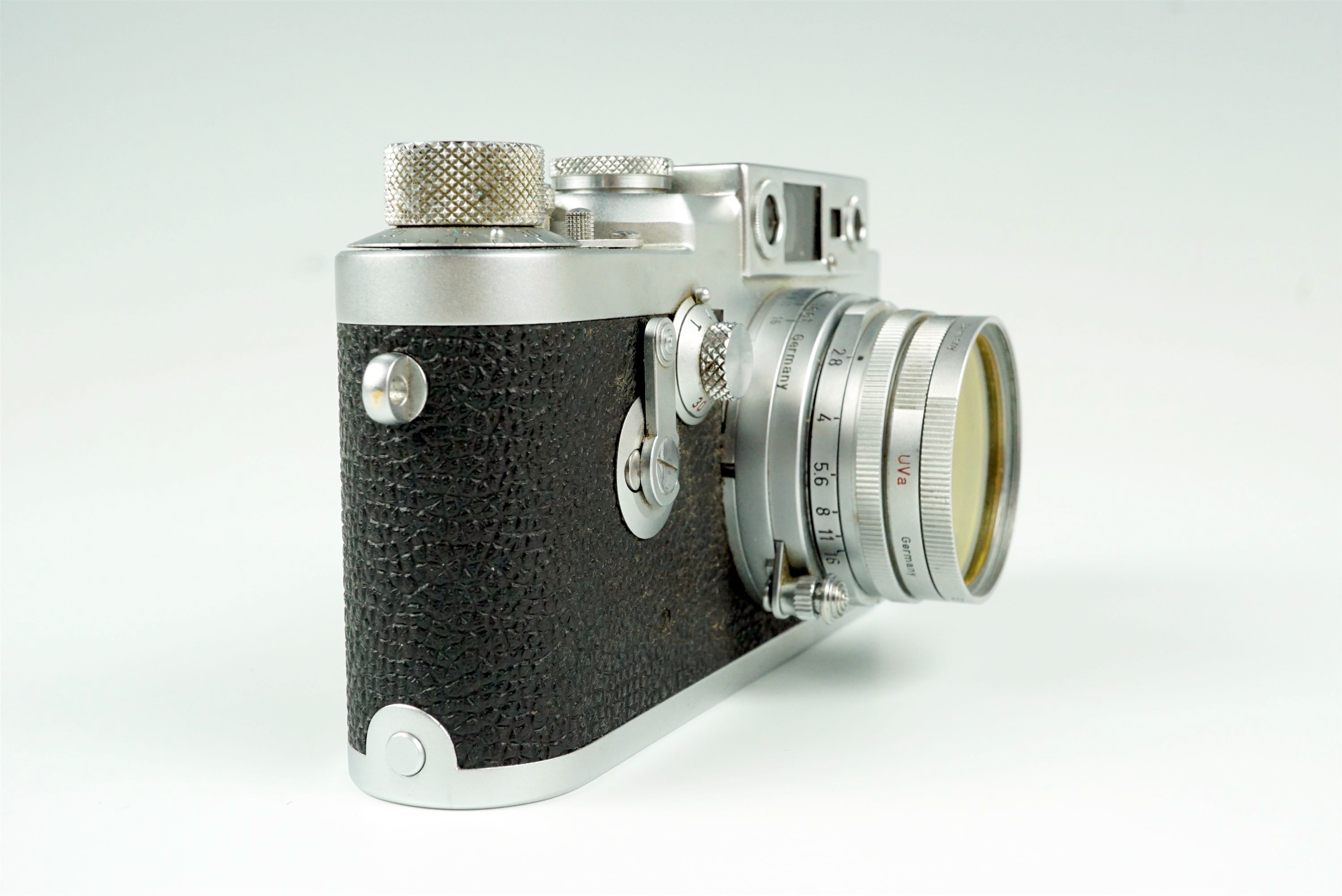 A Leica IIIg Rangefinder 35mm camera, 1957, chrome, with Leitz Elmar f=5cm 1:2.8 50mm lens (serial - Bild 4 aus 14