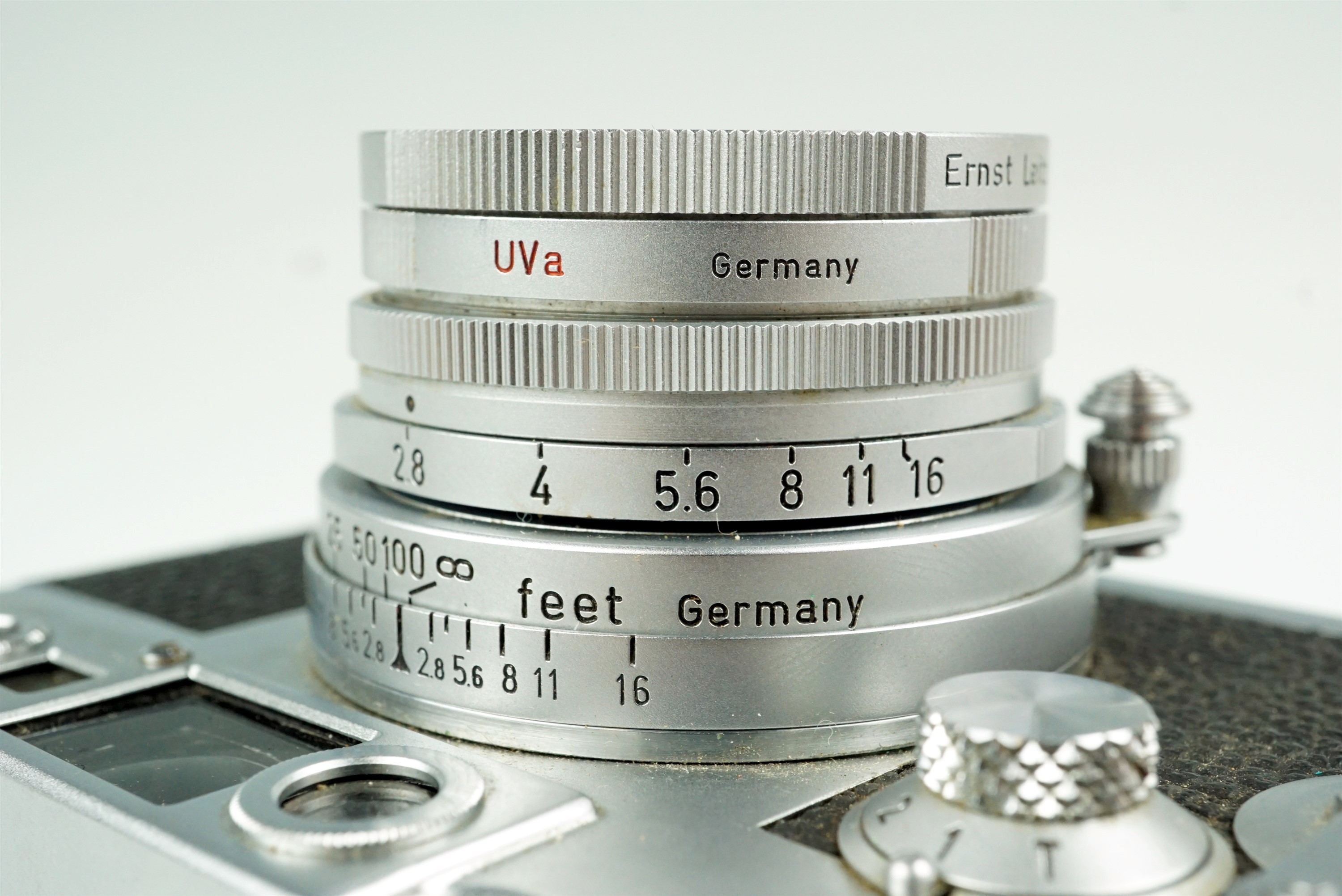 A Leica IIIg Rangefinder 35mm camera, 1957, chrome, with Leitz Elmar f=5cm 1:2.8 50mm lens (serial - Bild 8 aus 14