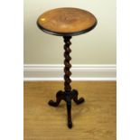 A Victorian carved and twist-turned walnut kettle stand or lamp table, 26 cm x 69 cm