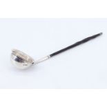 A diminutive Georgian silver toddy ladle, having a circular bowl with everted rim, 18 cm