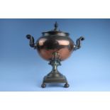 A late Georgian copper tea urn, 43 cm