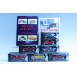 A boxed Corgi Commercials die-cast Strathblair bus, and seven boxed 'Shell' die-cast vehicles,